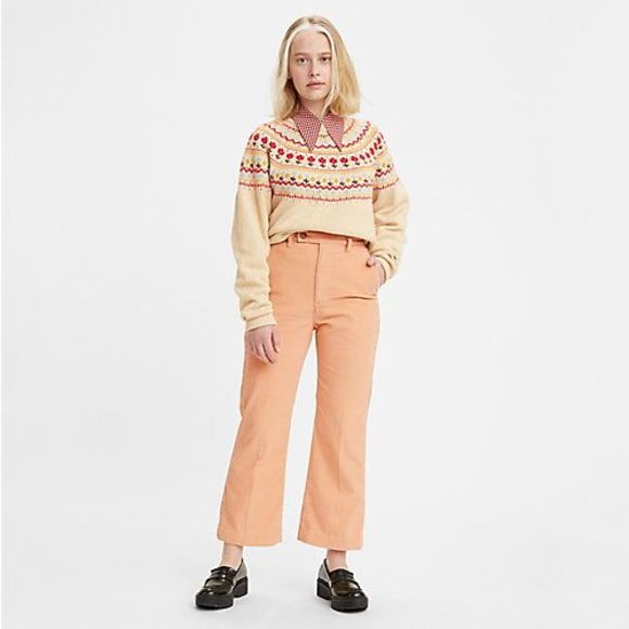 Math Club Flare Corduroy Women's Trousers - Pebble Peach - Yellow - Picture 5 of 5